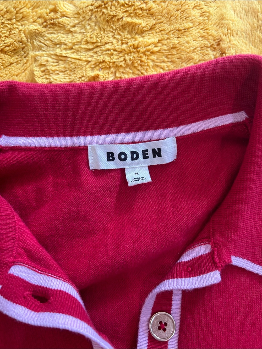Boden Hot Pink Polo with White Trim EUC - Picture 2 of 4